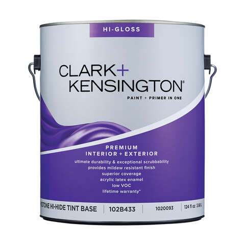 Clark+Kensington High-Gloss Tint Base Mid-Tone Base Premium Paint Exterior and Interior 1 gal, Pack of 4