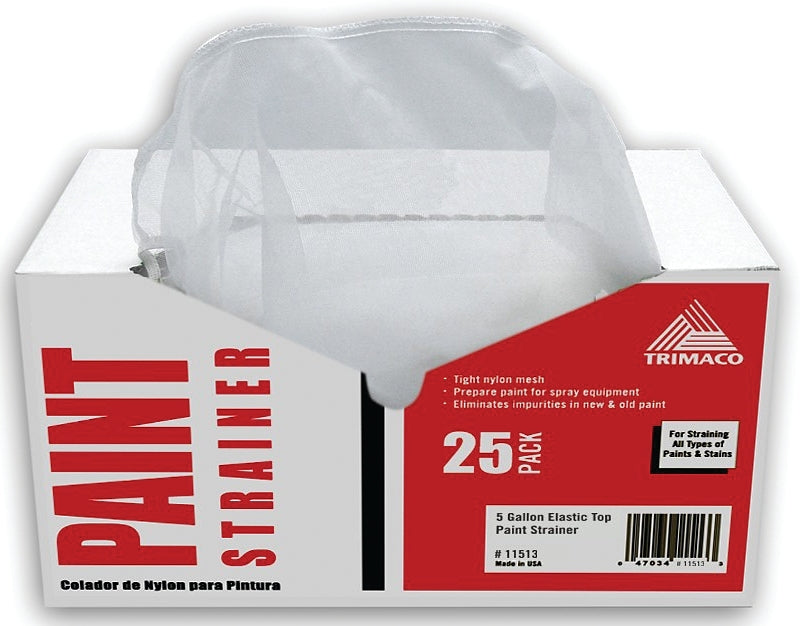 Trimaco 11513 Paint Strainer Box, 600 um, Regular Mesh, Polyester, White