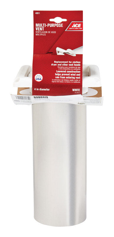 Ace 4 in. W X 6 in. L White Plastic Dryer Vent Hood, Pack of 6