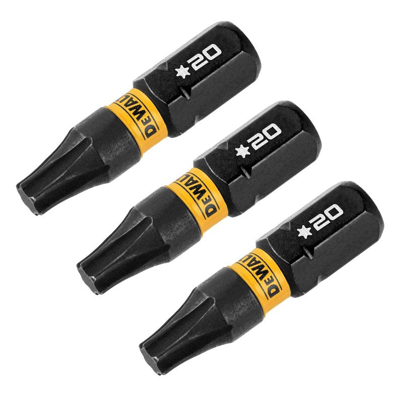 DEWALT FlexTorq DWAF1TX20IR3 Screwdriver Bit, T20 Drive, Torx Drive, 1/4 in Shank, Hex Shank, 1 in L, Steel