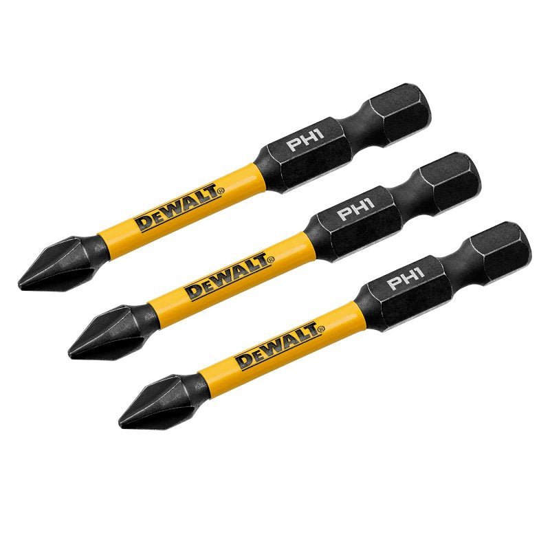 DEWALT FLEXTORQ DWAF2PH1IR3 Impact Screwdriving Bit, #1 Drive, Phillips Drive, 1/4 in Shank, Hex Shank, 2-1/4 in L