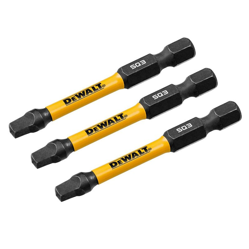 DEWALT FLEXTORQ DWAF2SQ3IR3 Impact Screwdriving Bit, #3 Drive, Square Drive, 1/4 in Shank, Hex Shank, 2-1/4 in L