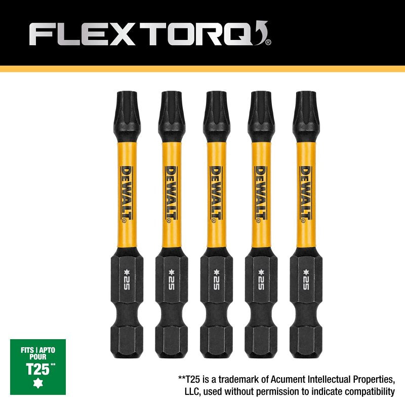 DEWALT DWAF2TX25IR5 Driver Bit, T25 Drive, Torx Drive, 1/4 in Shank, Hex Shank, 2-1/4 in L, HSS