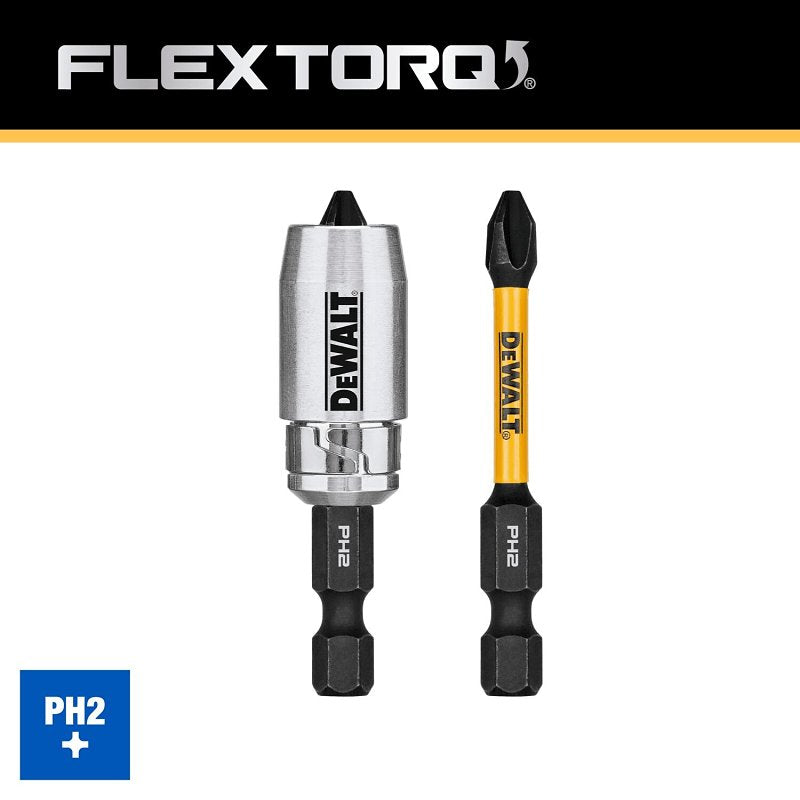 DEWALT FlexTorq, IMPACT READY Series DWA2PH2IR2S Screwdriver Bit, #2 Drive, Phillips Drive, 1/4 in Shank, Hex Shank, HSS
