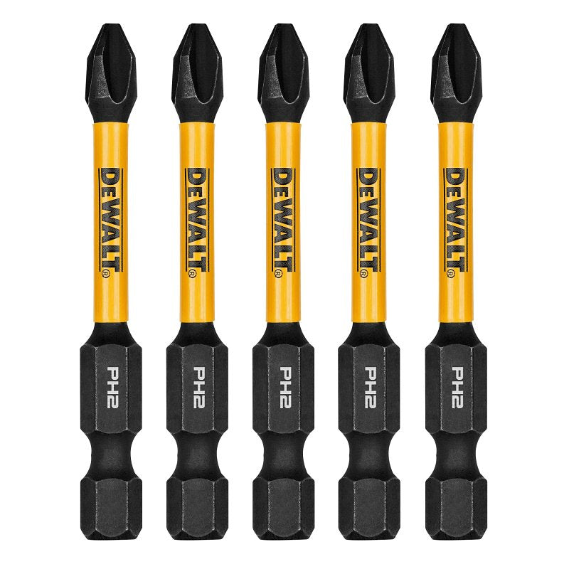 DEWALT FLEXTORQ DWAF2PH2IR5 Impact Screwdriver Bit, #2 Drive, Phillips Drive, 1/4 in Shank, Hex Shank, 2-1/4 in L, Steel