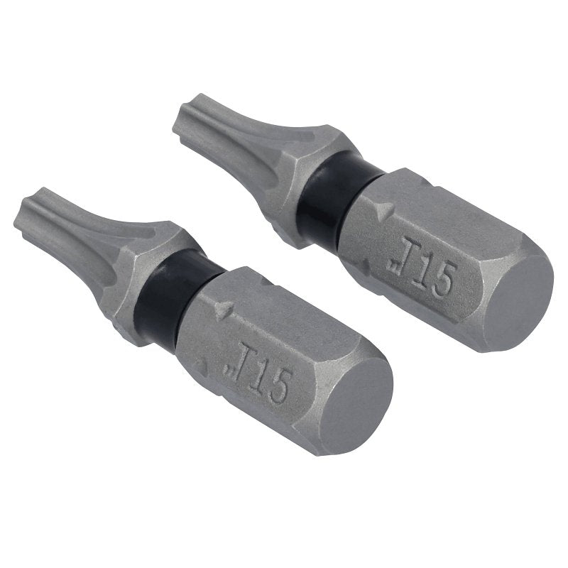 DEWALT TOUGHGRIP DWAF1TX15TG2 Screwdriver Bit, T15 Drive, Torx Drive, 1/4 in Shank, Hex Shank, 1 in L, HCS
