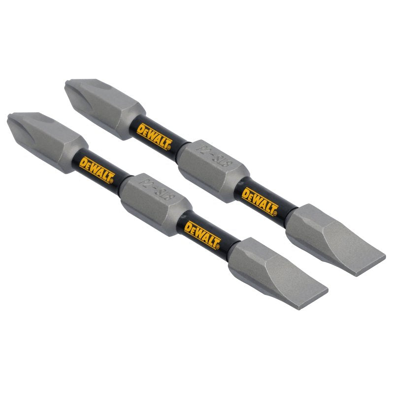 DEWALT TOUGHGRIP DWAF2DETG2 Double-Ended Screwdriver Bit, #2, #8 Drive, Phillips, Slotted Drive, 1/4 in Shank, Hex Shank