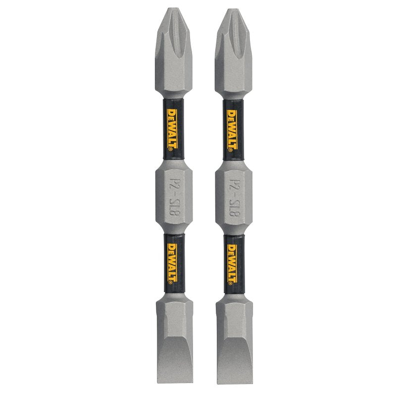 DEWALT TOUGHGRIP DWAF2DETG2 Double-Ended Screwdriver Bit, #2, #8 Drive, Phillips, Slotted Drive, 1/4 in Shank, Hex Shank