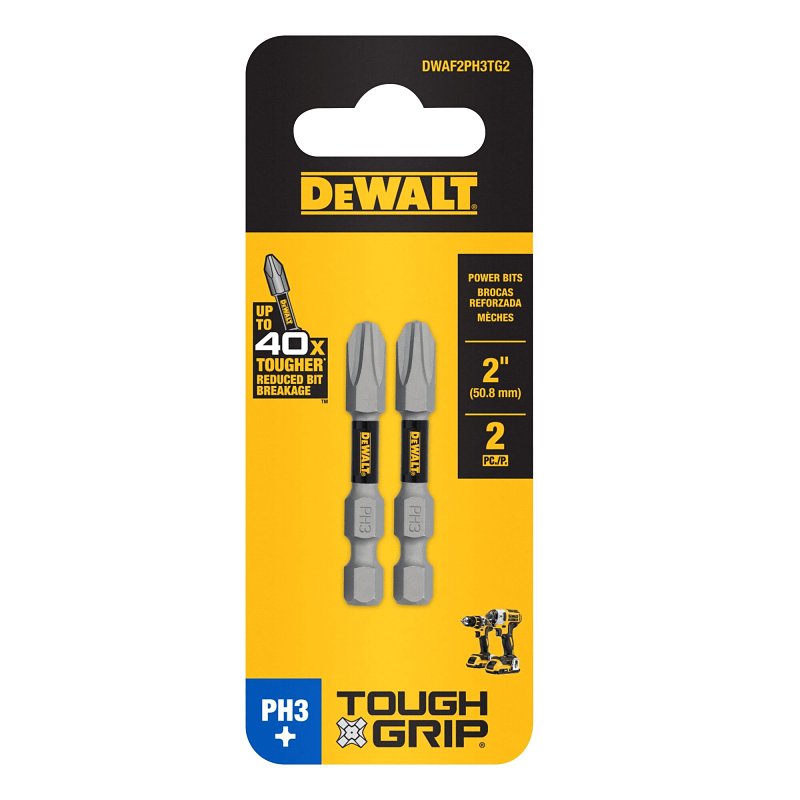 DEWALT TOUGHGRIP DWAF2PH3TG2 Screwdriver Bit, #3 Drive, Phillips Drive, 1/4 in Shank, Hex Shank, 2 in L, Steel