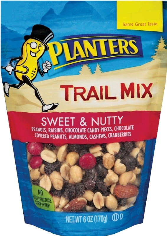 Planters 451995 Trail Mix, Nutty, Sweet, 6 oz Bag, Pack of 12
