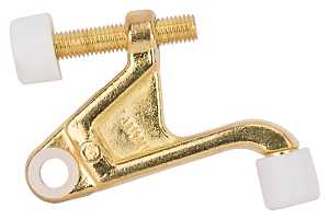 ProSource H20-B030-PS Heavy-Duty Hinge Pin Door Stop, 2-3/4 in Projection, Die-Cast Zinc & Plastic, Polished Brass