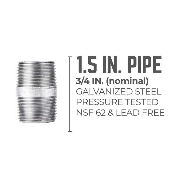 STZ Industries 3/4 in. MIP each X 3/4 in. D MIP Galvanized Steel 1-1/2 in. L Nipple, Pack of 5