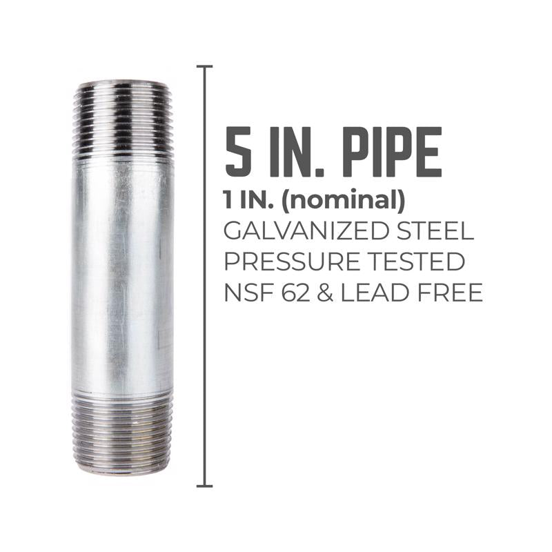 STZ Industries 1 in. MIP each X 1 in. D MIP Galvanized Steel 5 in. L Nipple, Pack of 5