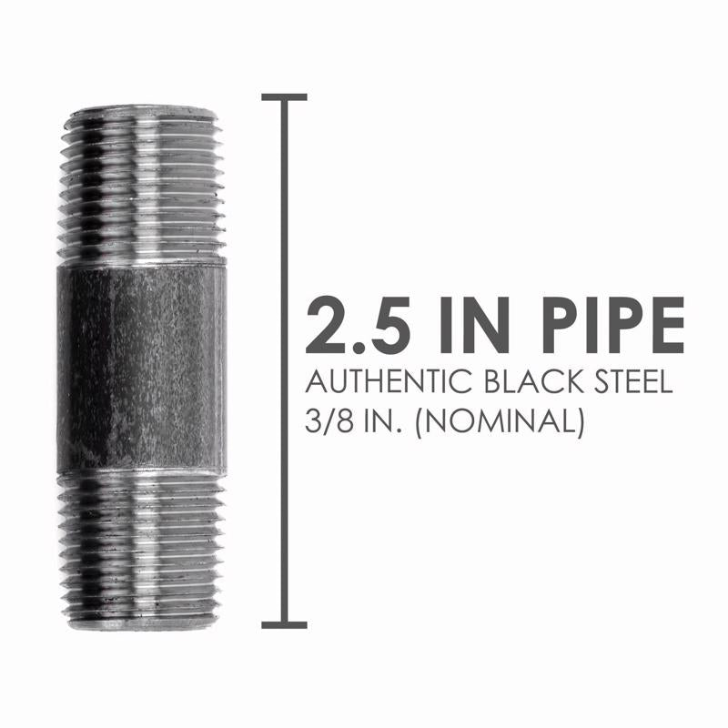 STZ Industries 3/8 in. MIP each X 3/8 in. D MIP Black Steel 2-1/2 in. L Nipple, Pack of 5