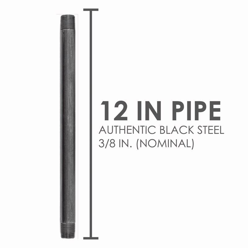 STZ Industries 3/8 in. MIP each X 3/8 in. D MIP Black Steel 12 in. L Nipple