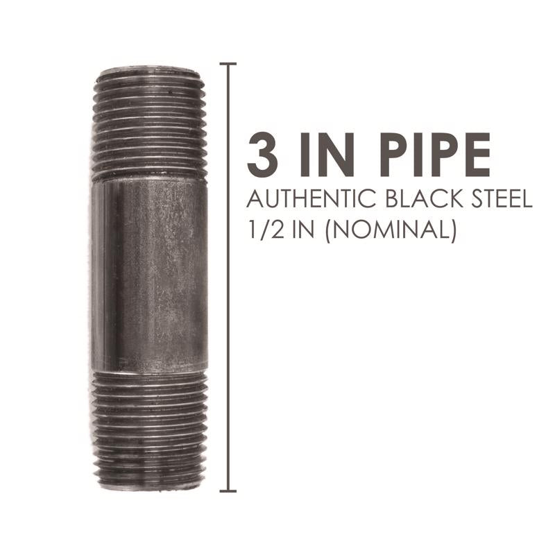 STZ Industries 1/2 in. MIP each X 1/2 in. D MIP Black Steel 3 in. L Nipple, Pack of 5