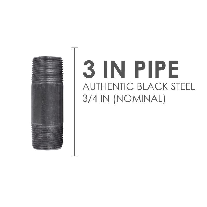 STZ Industries 3/4 in. MIP each X 3/4 in. D MIP Black Steel 3 in. L Nipple, Pack of 5