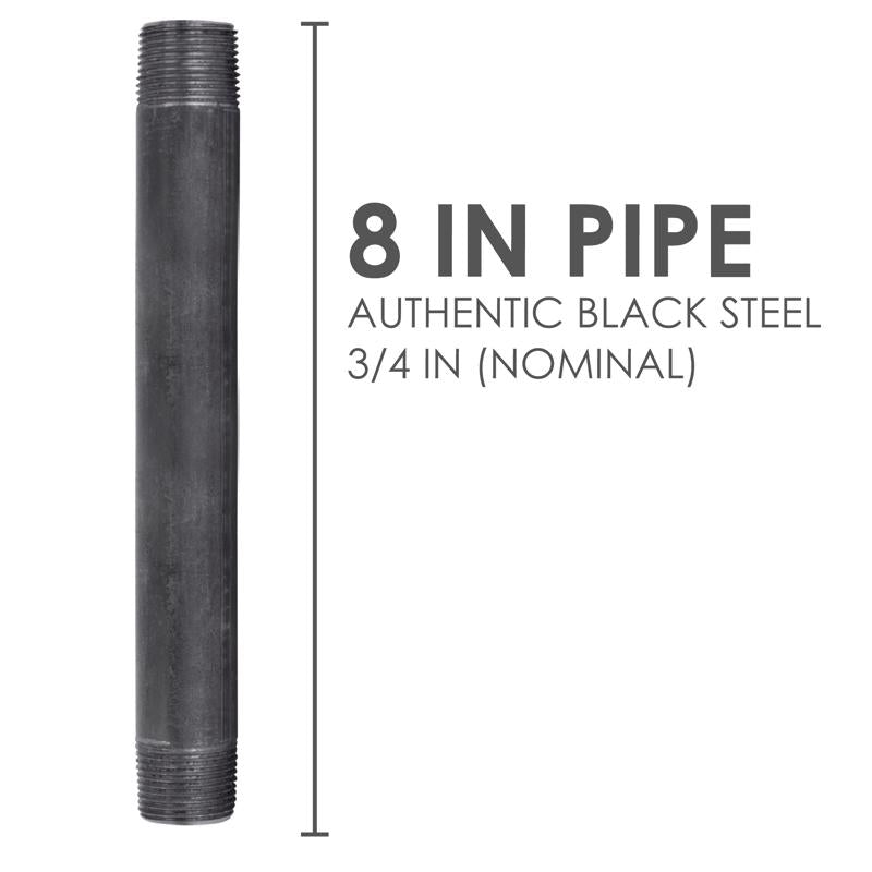 STZ Industries 3/4 in. MIP each X 3/4 in. D MIP Black Steel 8 in. L Nipple