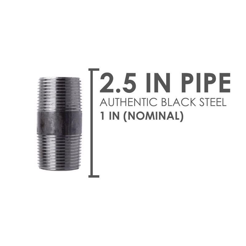 STZ Industries 1 in. MIP each X 1 in. D MIP Black Steel 2-1/2 in. L Nipple, Pack of 5
