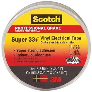 Scotch 06132 Electrical Tape, 66 ft L, 3/4 in W, PVC Backing, Black, 220 deg F