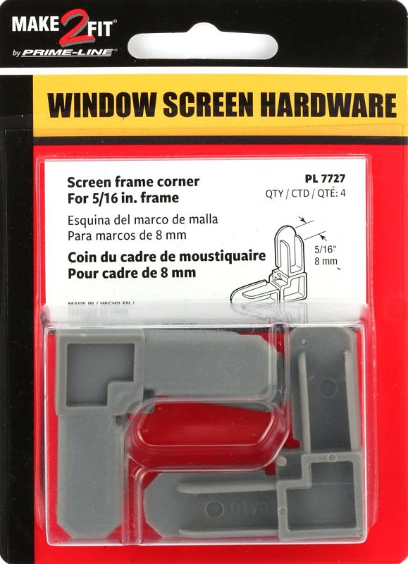 Make-2-Fit PL 7727 Square Cut Screen Frame Corner, Plastic, Gray, For: Square-Cut Ends of 5/16 Aluminum Screen Frame