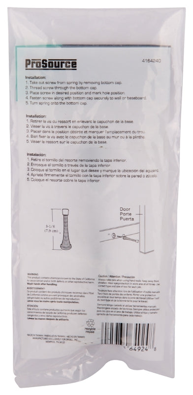 ProSource H62-B041-PS Heavy-Duty Spring, 5/16 in Dia Base, 3-1/8 in Projection, Plastic & Steel, Antique Brass