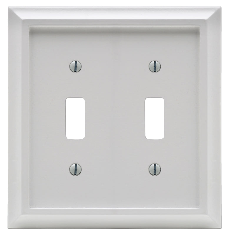 Amerelle Deerfield Series 2040TTW Decorative Wallplate, 5.12 in L, 4.92 in W, 2-Gang, Wood, White, Pack of 3