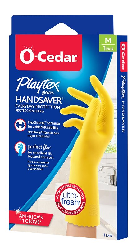 Playtex HandSaver Series 163675 Reusable Gloves, M, Latex/Neoprene/Nitrile, Yellow, Pack of 6