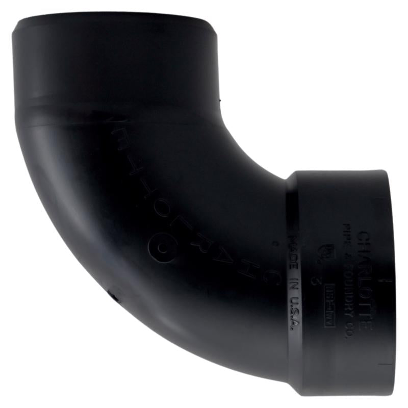Charlotte Pipe 3 in. Hub X 3 in. D Spigot ABS 90 Degree Elbow