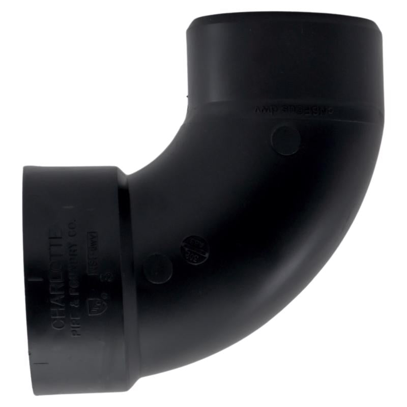 Charlotte Pipe 3 in. Hub X 3 in. D Spigot ABS 90 Degree Elbow
