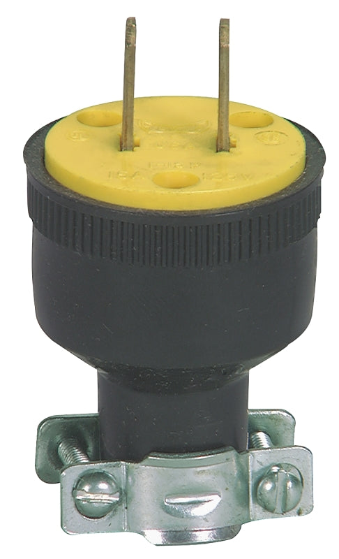 Eaton Wiring Devices 1723-BOX Electrical Plug, Round, 1/4 to 39/64 in, 2-Pole, 15 A, 125 V, NEMA: NEMA 1-15, Black