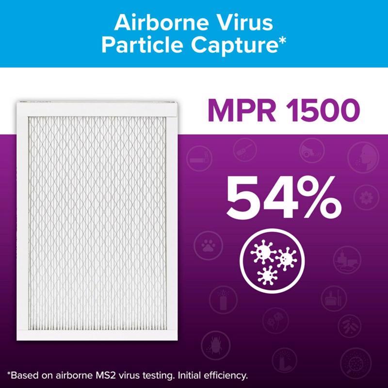Filtrete 20 in. W X 25 in. H X 1 in. 1500 MPR Pleated Allergen Air Filter 1 pk, Pack of 4
