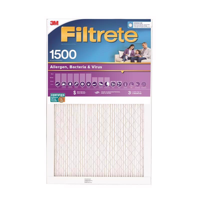 Filtrete 14 in. W X 25 in. H X 1 in. 1500 MPR Pleated Allergen Air Filter 1 pk, Pack of 4