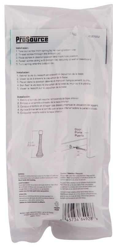 ProSource H62-B043-PS Heavy-Duty Spring, 5/16 in Dia Base, 3-1/8 in Projection, Plastic & Steel, Satin Nickel