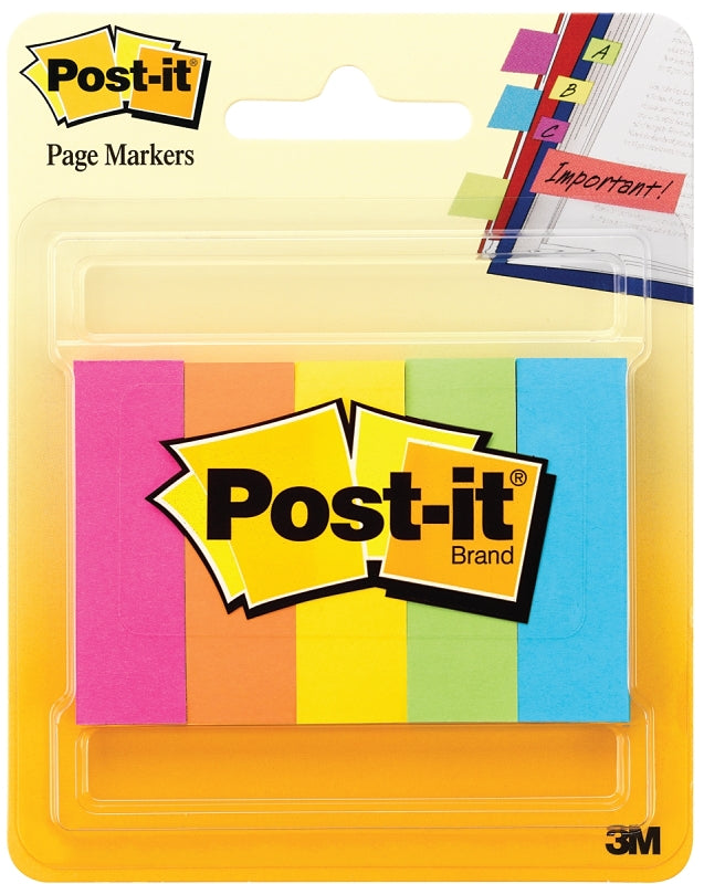 Post-it 670-5AF Page Marker, 1/2 x 2 in, Assorted, 50-Sheet