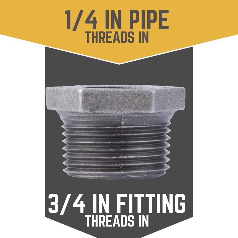 STZ Industries 3/4 in. MIP each X 1/4 in. D FIP Black Malleable Iron Hex Bushing