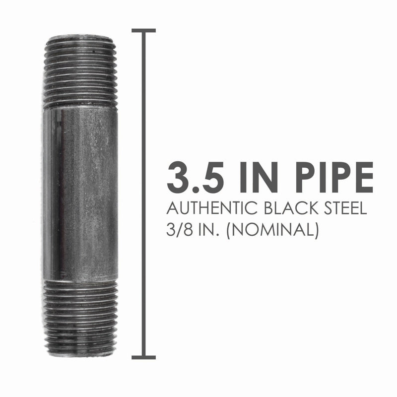 STZ Industries 3/8 in. MIP each X 3/8 in. D MIP Black Steel 3-1/2 in. L Nipple, Pack of 5
