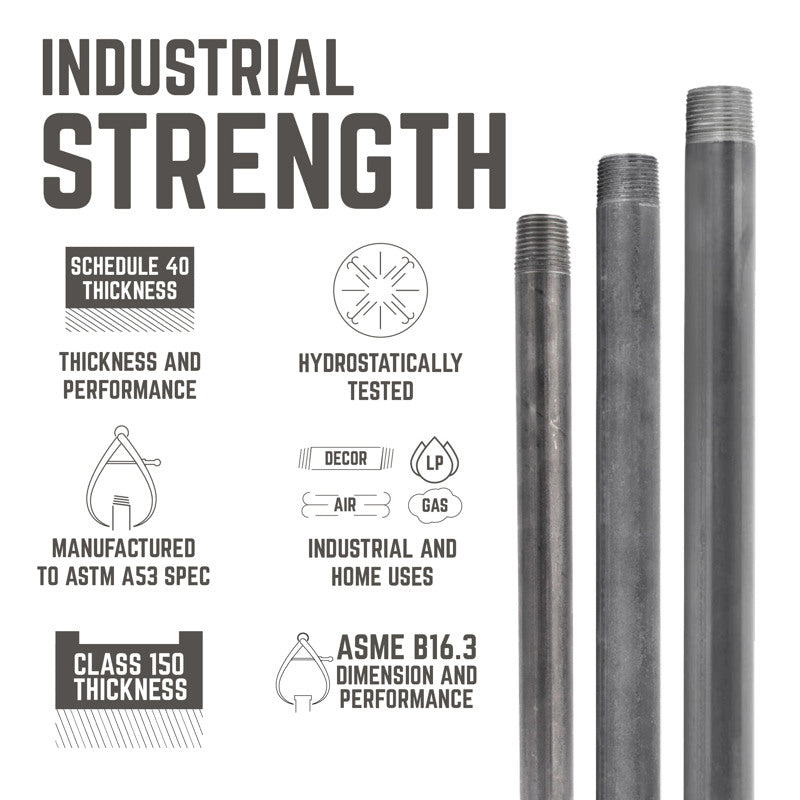 STZ Industries 3/8 in. MIP each X 3/8 in. D MIP Black Steel 4-1/2 in. L Nipple, Pack of 5