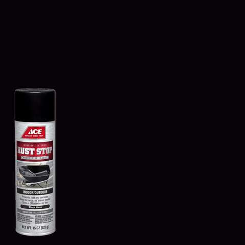 Ace Rust Stop Gloss Black Protective Enamel Spray Paint 15 oz, Pack of 6