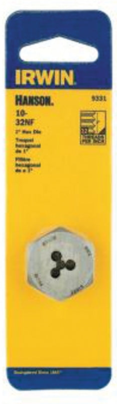 Irwin Hanson 9331 Machine Screw Die, #10-32 Thread, UNF Thread, Right Hand Thread, HCS