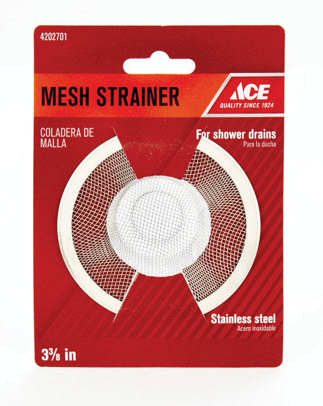 Ace 3-3/8 in. D Chrome White Stainless Steel Mesh Strainer
