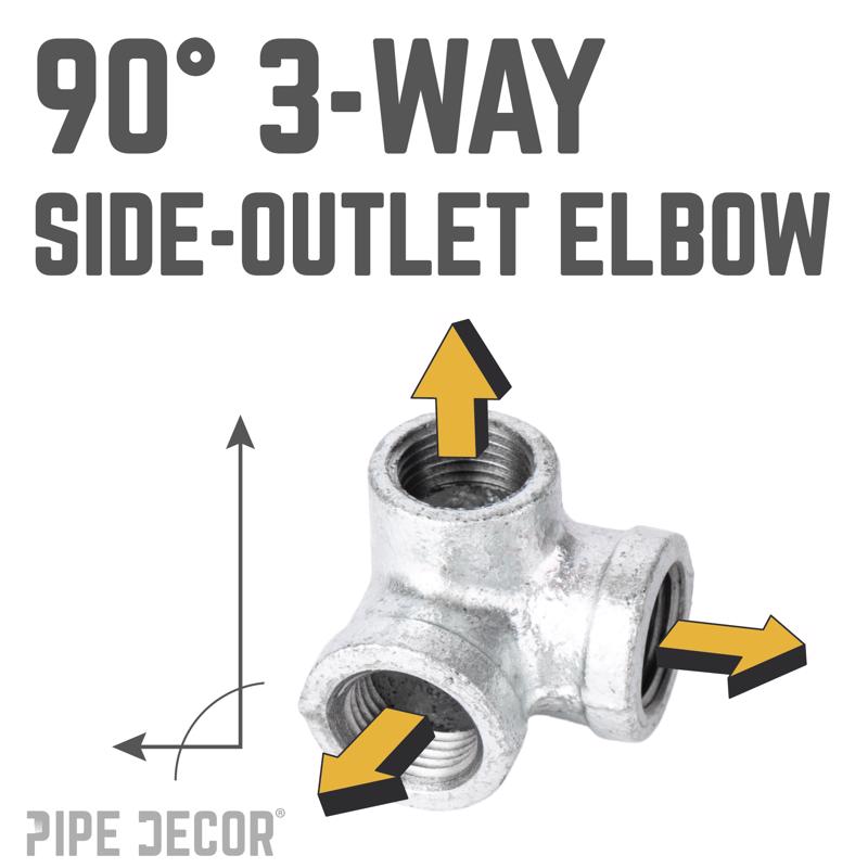 STZ Industries 1/2 in. FIP each X 1/2 in. D FIP 1/2 in. D FIP Galvanized Malleable Iron Side Out Elb