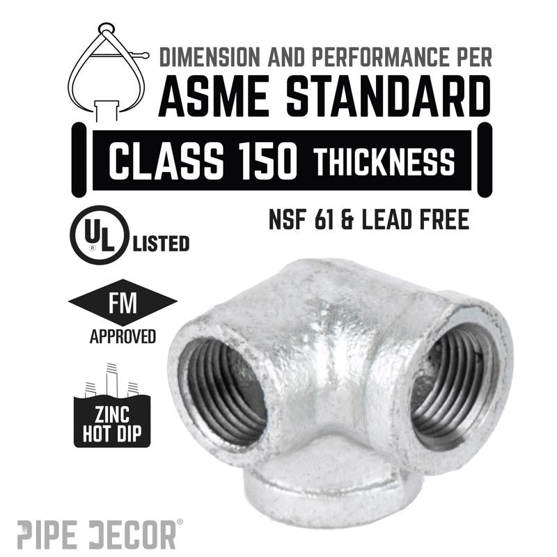 STZ Industries 3/4 in. FIP each X 3/4 in. D FIP 3/4 in. D FIP Galvanized Malleable Iron Side Out Elb