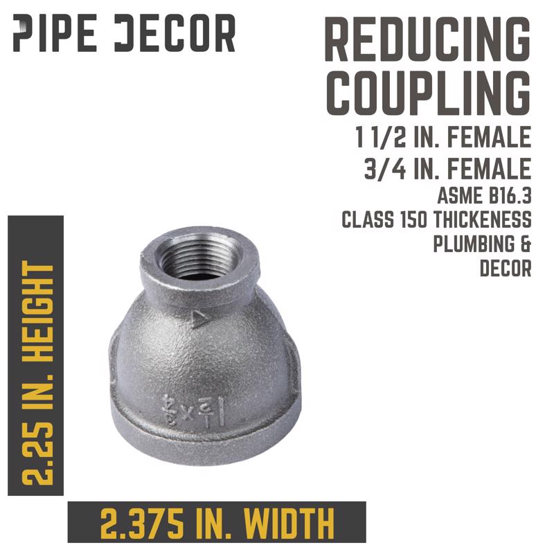 STZ Industries 1-1/2 in. FIP each X 3/4 in. D FIP Black Malleable Iron Reducing Coupling