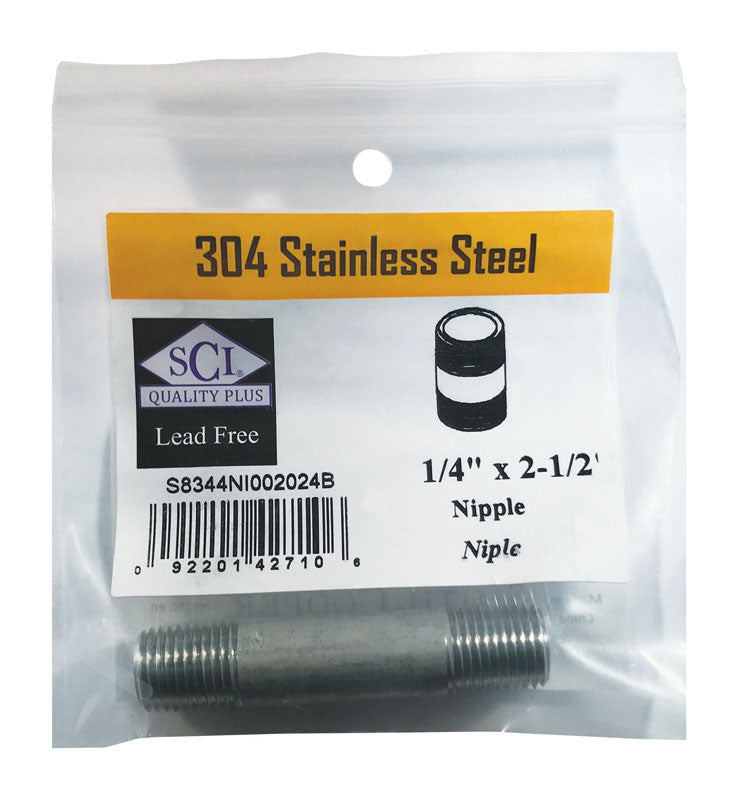 Smith-Cooper 1/4 in. MPT Stainless Steel 2-1/2 in. L Nipple