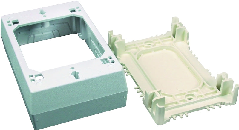 Wiremold NM Series NM3 Outlet Box, 1-Gang, Plastic, Ivory, Wall Mounting