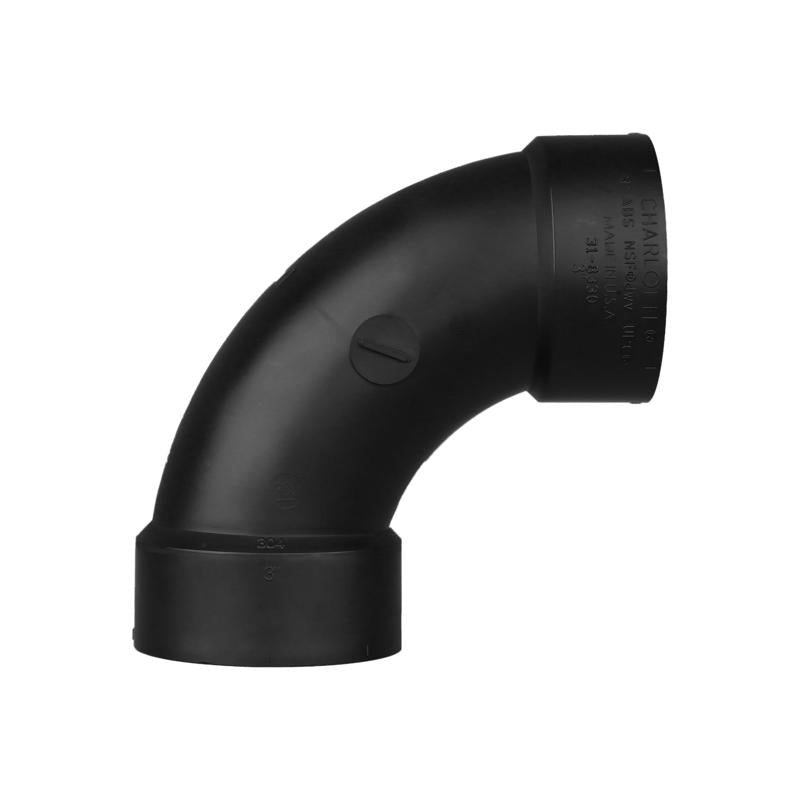 Charlotte Pipe 3 in. Hub X 3 in. D Hub ABS 90 Degree Elbow