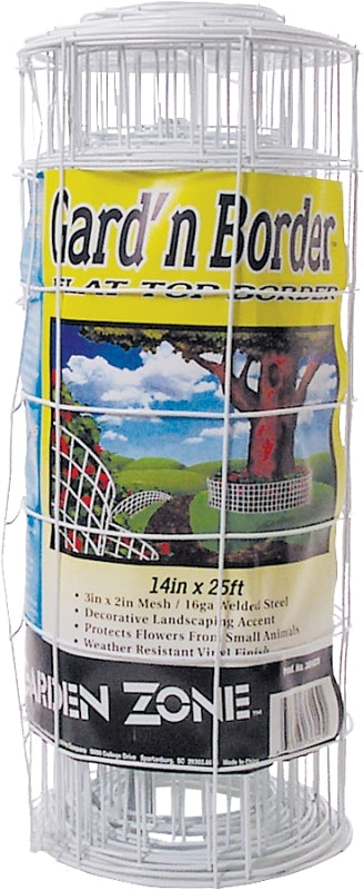Jackson Wire 13015331 Flower Fence, 25 ft L, 14 in H, Rectangular Mesh, 3 x 2 in Mesh, 16 ga Gauge, Steel, White
