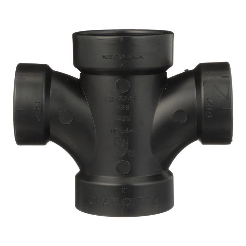 Charlotte Pipe 2 in. Hub X 2 in. D Hub ABS Sanitary Tee