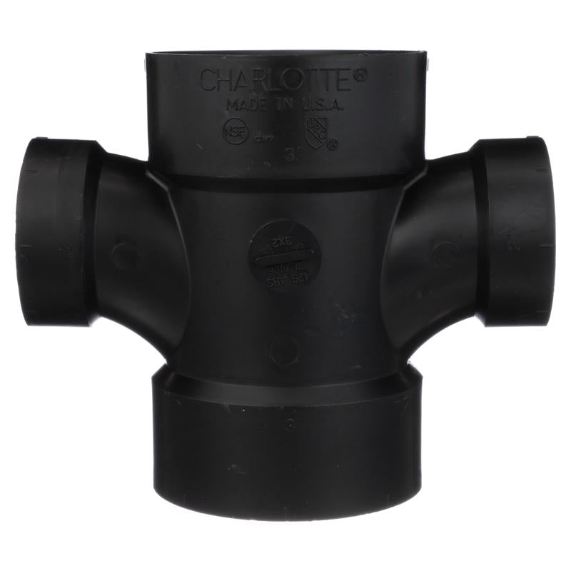 Charlotte Pipe 3 in. Hub X 3 in. D Hub ABS Sanitary Tee